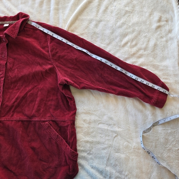 C.J. Banks Red Corduroy Button-Up Tunic Jacket 1X Pockets 100% Cotton - Picture 10 of 14